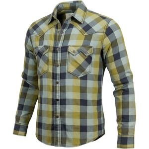 Ryan Michael Western Snap Shirt Mens Small Spruce Buffalo Plaid Pocket  G1496NV